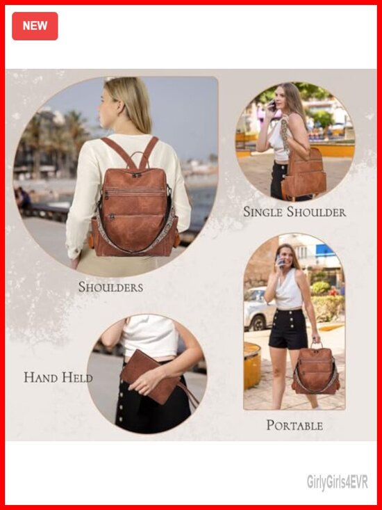 PU Leather Fashion Backpack, Anti-Theft, Convertible Shoulder Bag, Lightweight main image 5